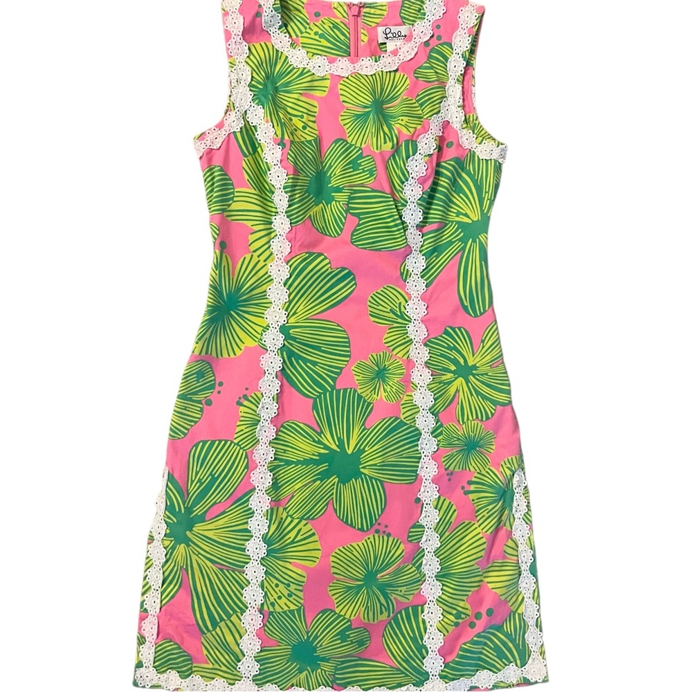 COPY - Lilly Pulitzer Vintage "Filene" Dress Hibiscus Pink Petal Pushers Size S…